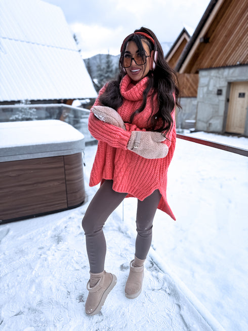 ELYNDI extended wool sweater - CORAL PRE-ORDER